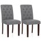 Floral Upholstered Dining Chairs Set of 2 Button Tufted Rubber Wood Legs